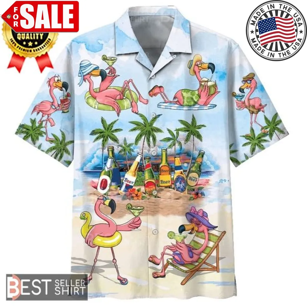 Flamingo Pink Beach Flamingo Hawaiian Shirt Vintage Beer Flamingo Gifts Plus Size