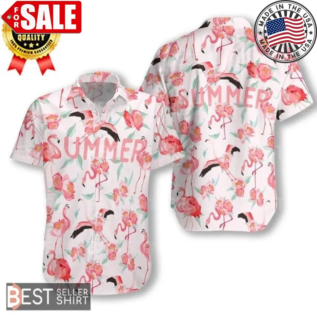 Flamingo Pink Flying Flamigos Flamingo Hawaiian Shirt Size up S to 5XL