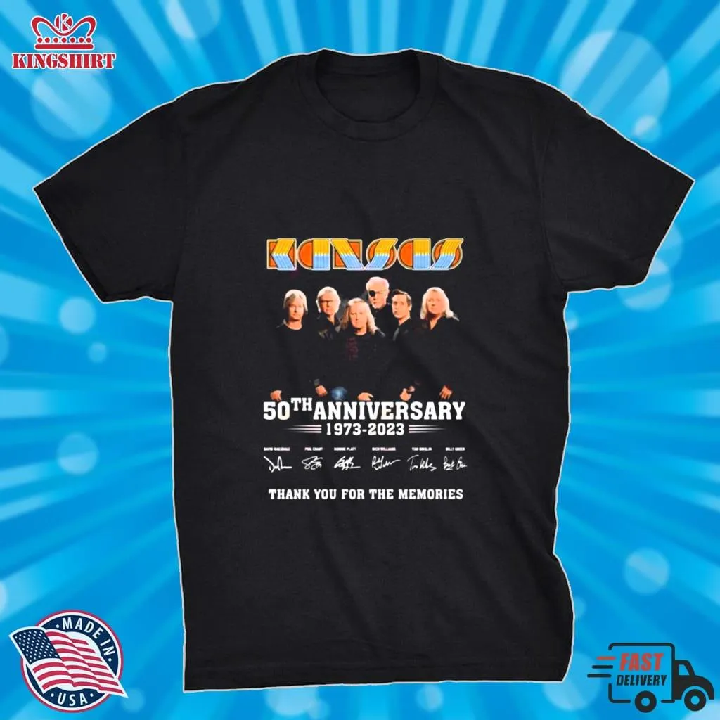 Kansas 50Th Anniversary 1973  2023 Thank You For The Memories Signatures Shirt Plus Size