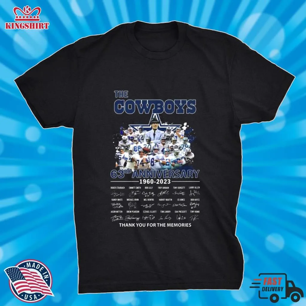 The Dallas Cowboys 63Rd Anniversary 1960 2023 Thank You For The Memories Signatures Shirt