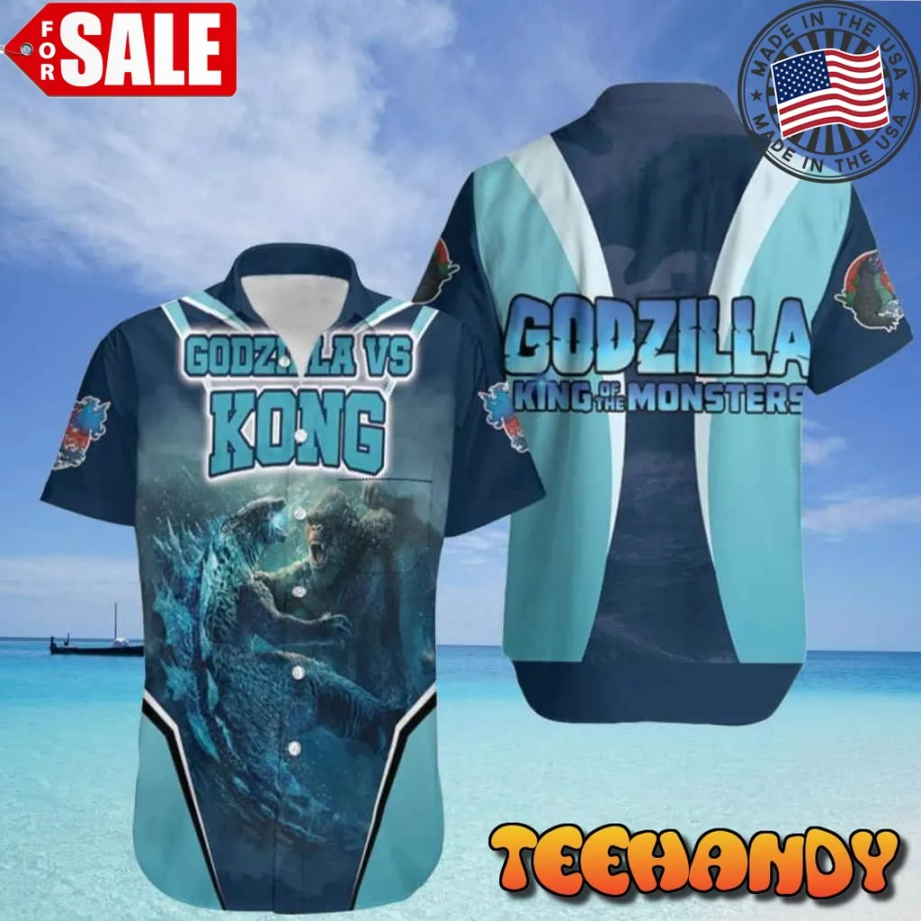 Godzilla Vs Kong Fighting Under Ocean Godzilla Vs Kong Hawaiian Shirt Unisex