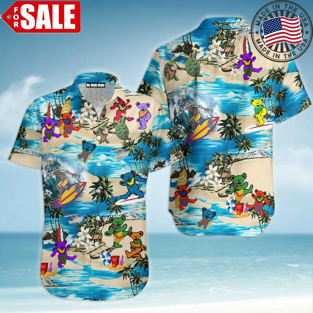 Grateful Dead Rock Band For Man Dancing Bears Color Hawaiian Shirt Plus Size