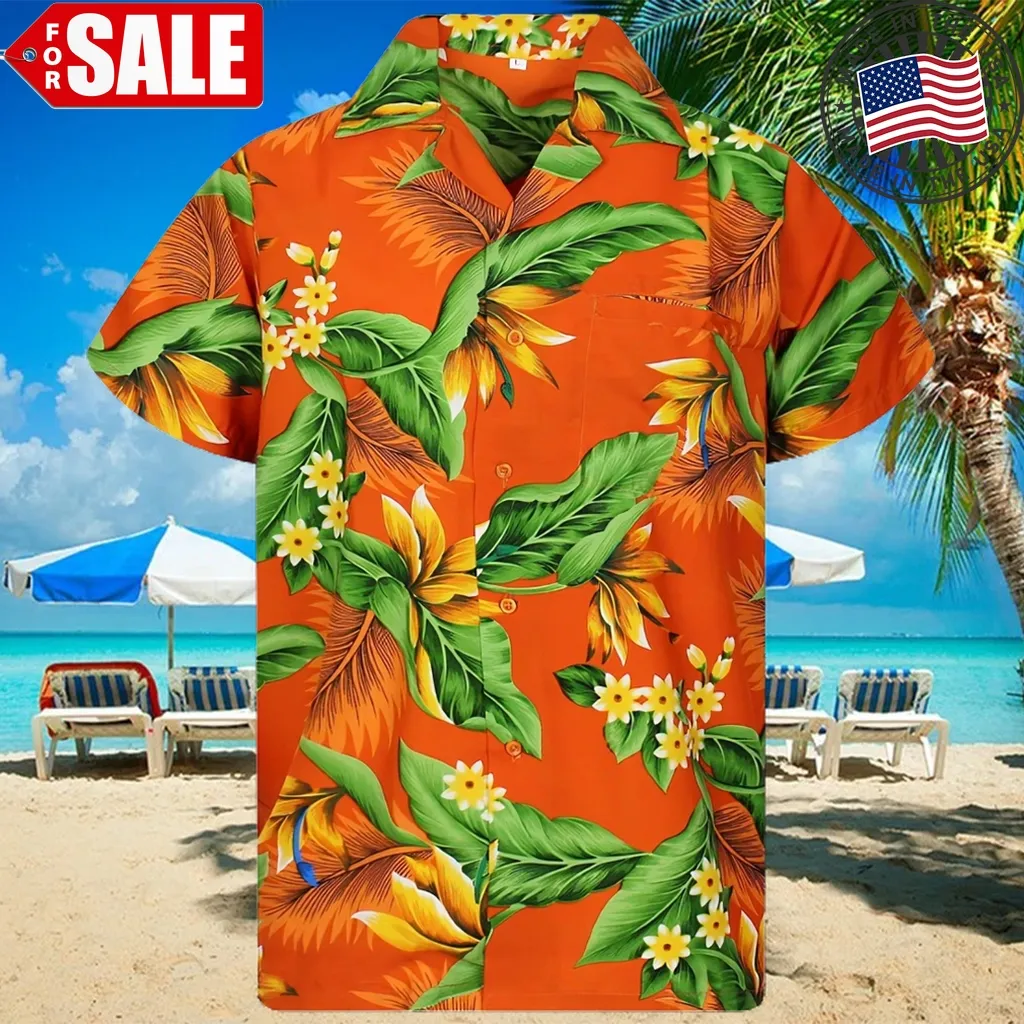 Hawaiian Shirt For Men Funky Casual Button Down Very Loud Shortsleeve Unisex Bird Of Paradise Flower