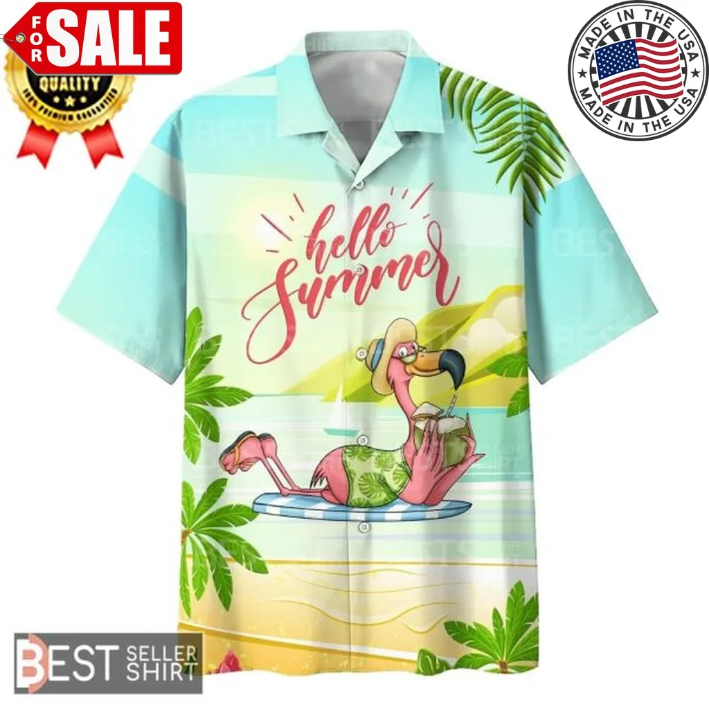 Hello Summer Flamingo Pink Flamingo Hawaiian Shirt Plus Size