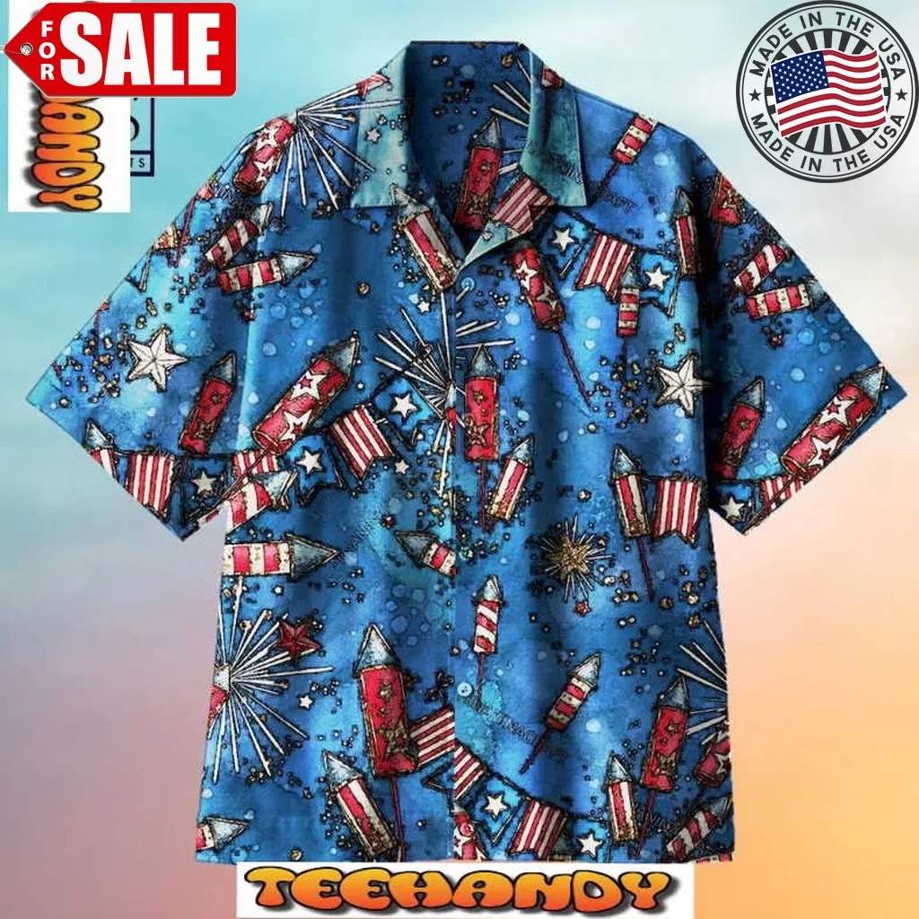 Independence Day Fireworks In Usa Hawaiian Shirt Unisex
