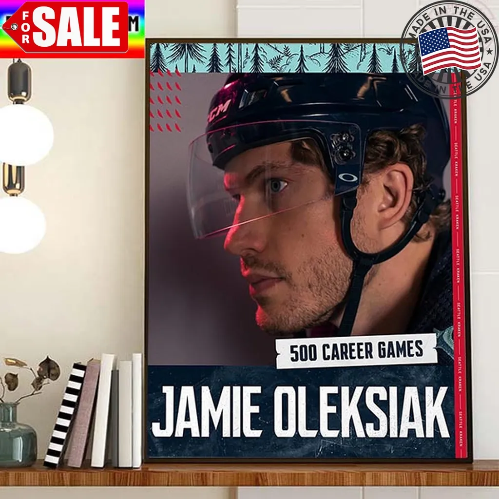 Jamie Oleksiak 500 Career Nhl Games With Seattle Kraken Home Decor Poster Canvas Trending