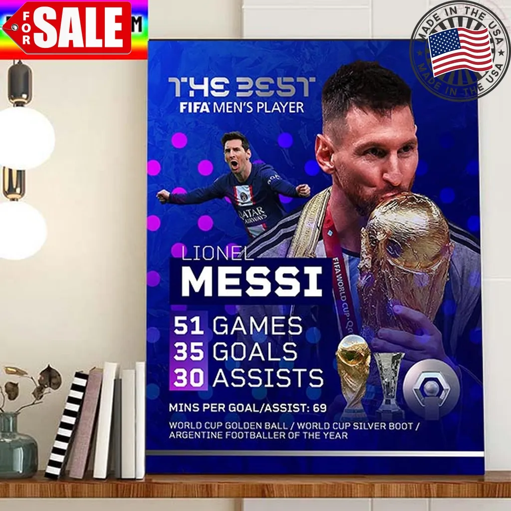 Lionel Messi Goat Wins The Best Fifa Mens Award 2022 Home Decor Poster Canvas Trending