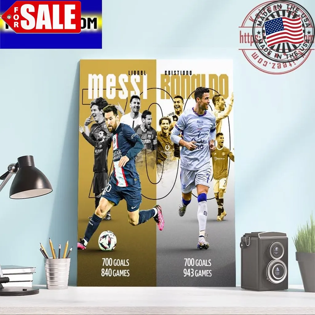 Lionel Messi X Cristiano Ronaldo 700 Goals Club Career Art Decor Poster Canvas Trending