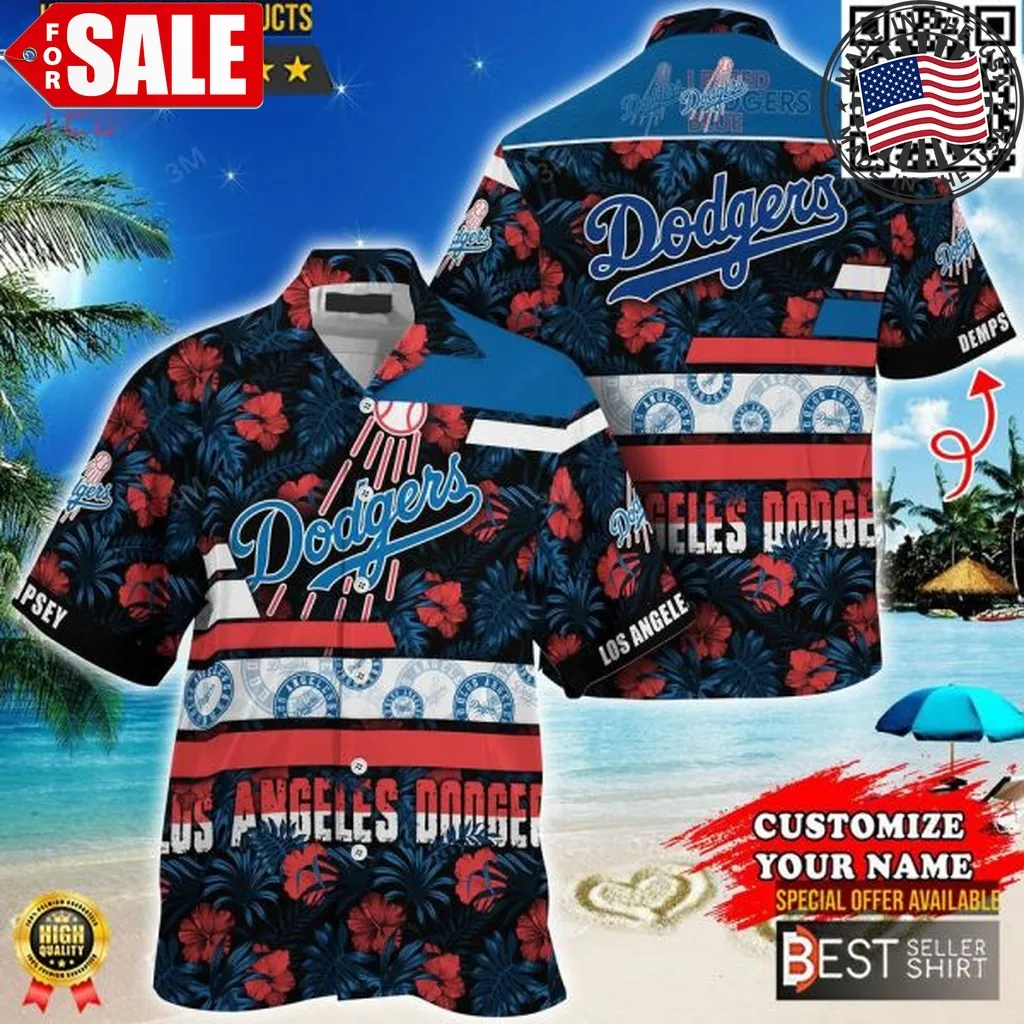 Los Angeles Dodgers Logo Hawaiian Shirt Cheap Men Dodgers Baseball Apparel Custom Tee Vintage Tropical Unisex