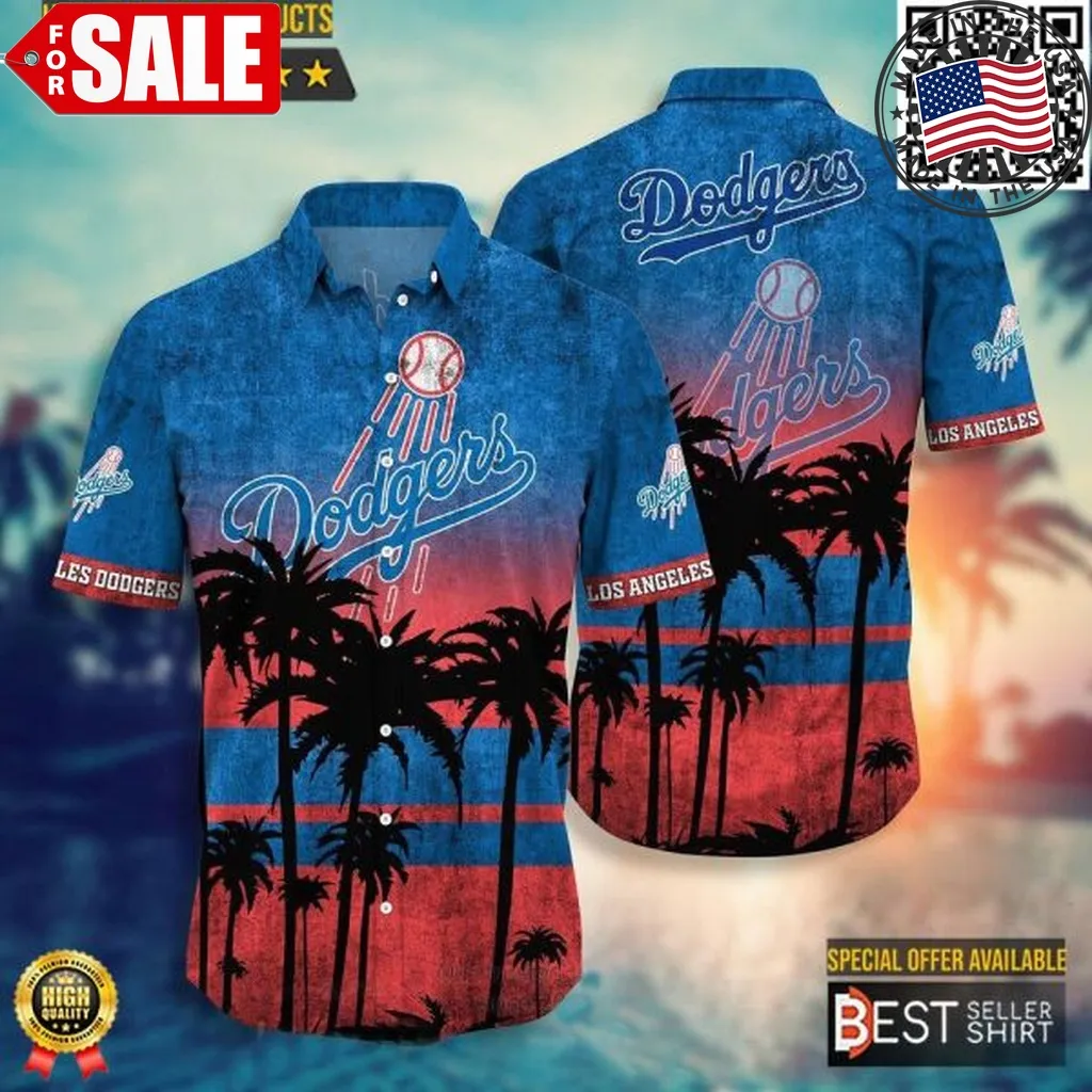 Los Angeles Dodgers Logo Hawaiian Shirt Men Dodgers Baseball Apparel Vintage Beach Sunset Unisex