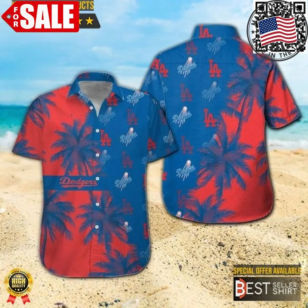 Los Angeles Dodgers Logo Hawaiian Shirt Men La Dodgers Baseball Apparel Palm Tree Size up S to 5XL