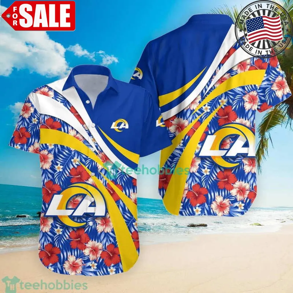 Los Angeles Rams Nfl Hibiscus Tropical Flower Hawaiian Shirt Size up S to 5XL