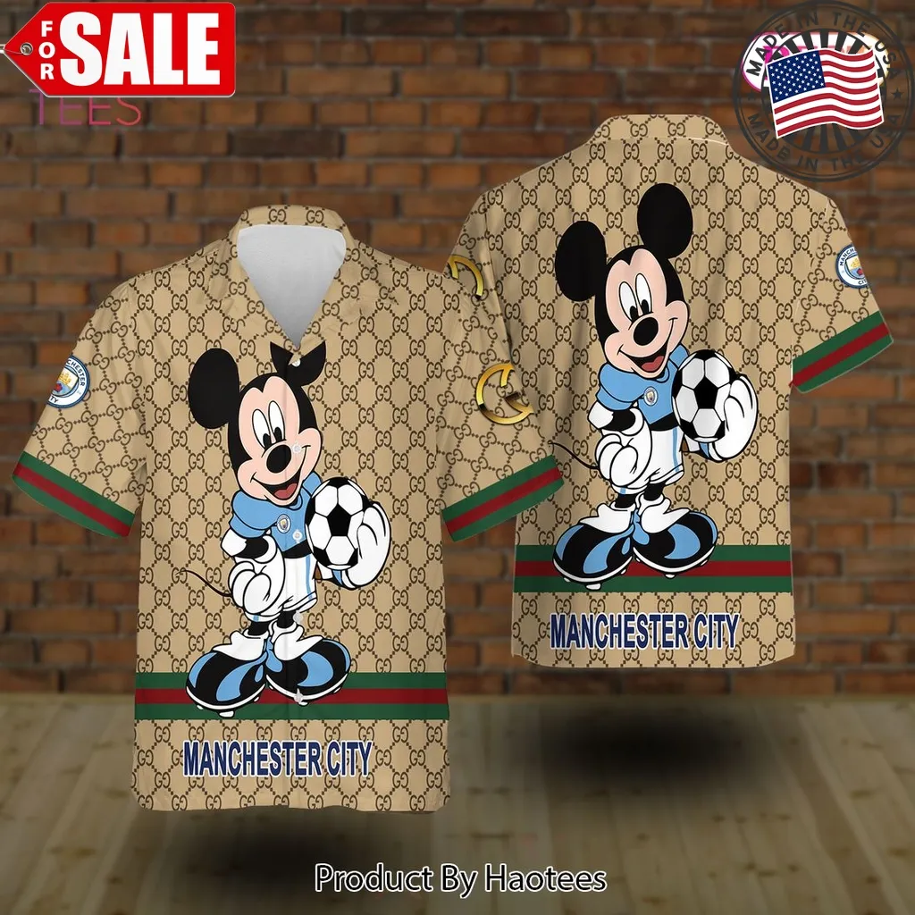 Man City Gucci Mickey Mouse Hawaiian Shirt Size up S to 5XL