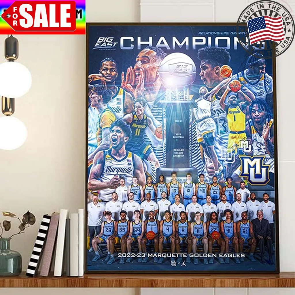 Marquette Golden Eagles Mens Basketball Are 2023 Big East Champions Home Decor Poster Canvas Trending