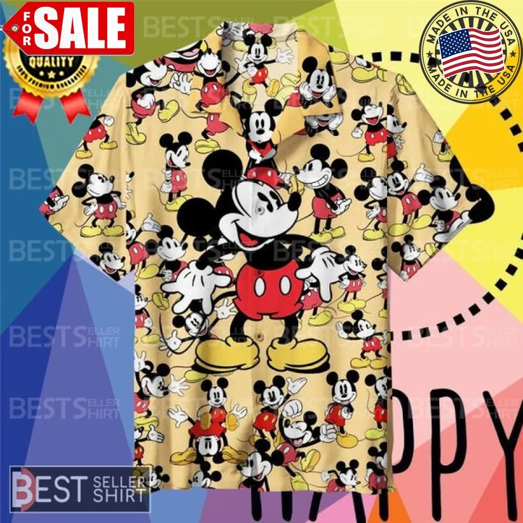 Mickey Mouse Character Pattern Disney Hawaiian Shirt Vintage