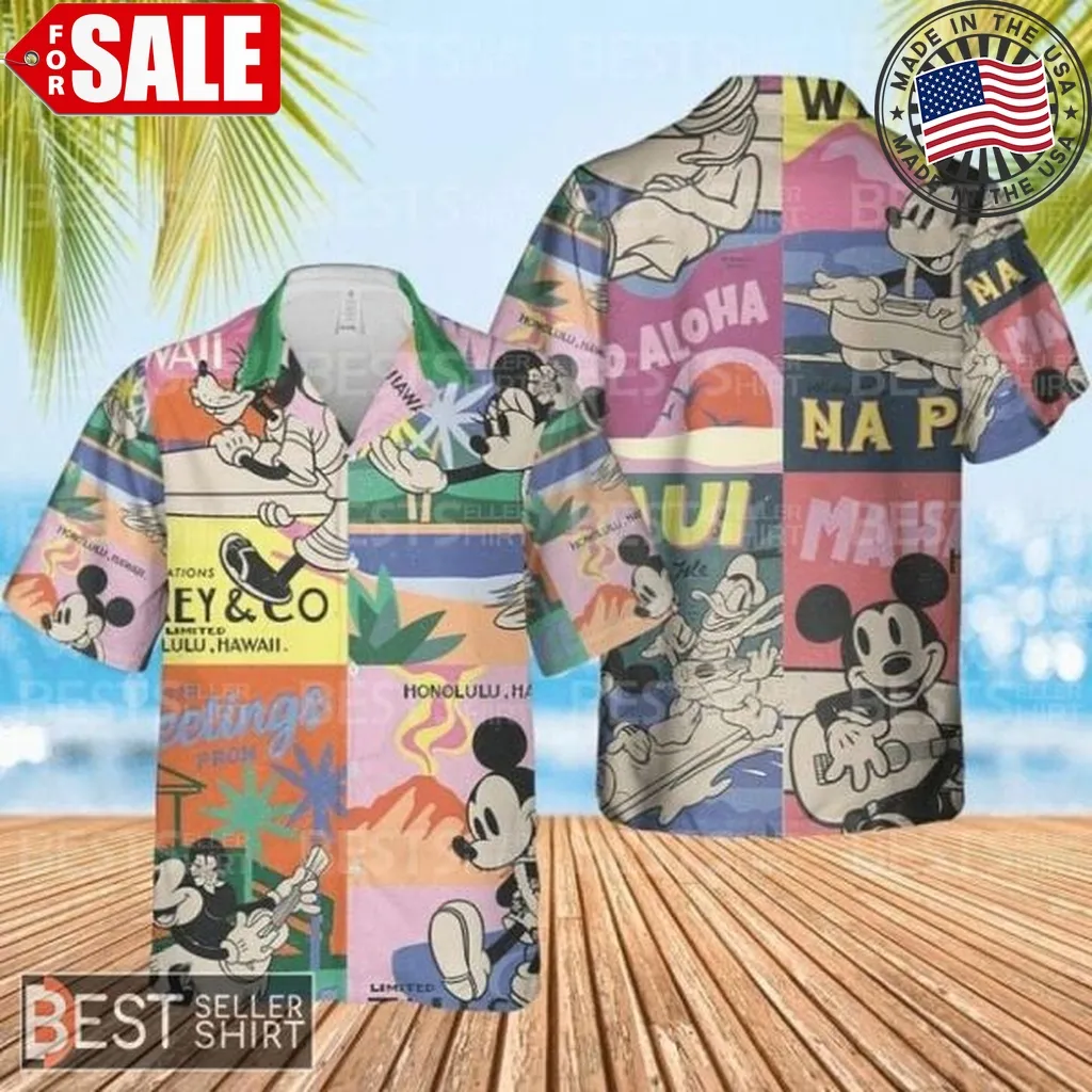 Mickey Mouse Goofy Honolulu Weed Canabis Hawaii Disney Hawaiian Shirt