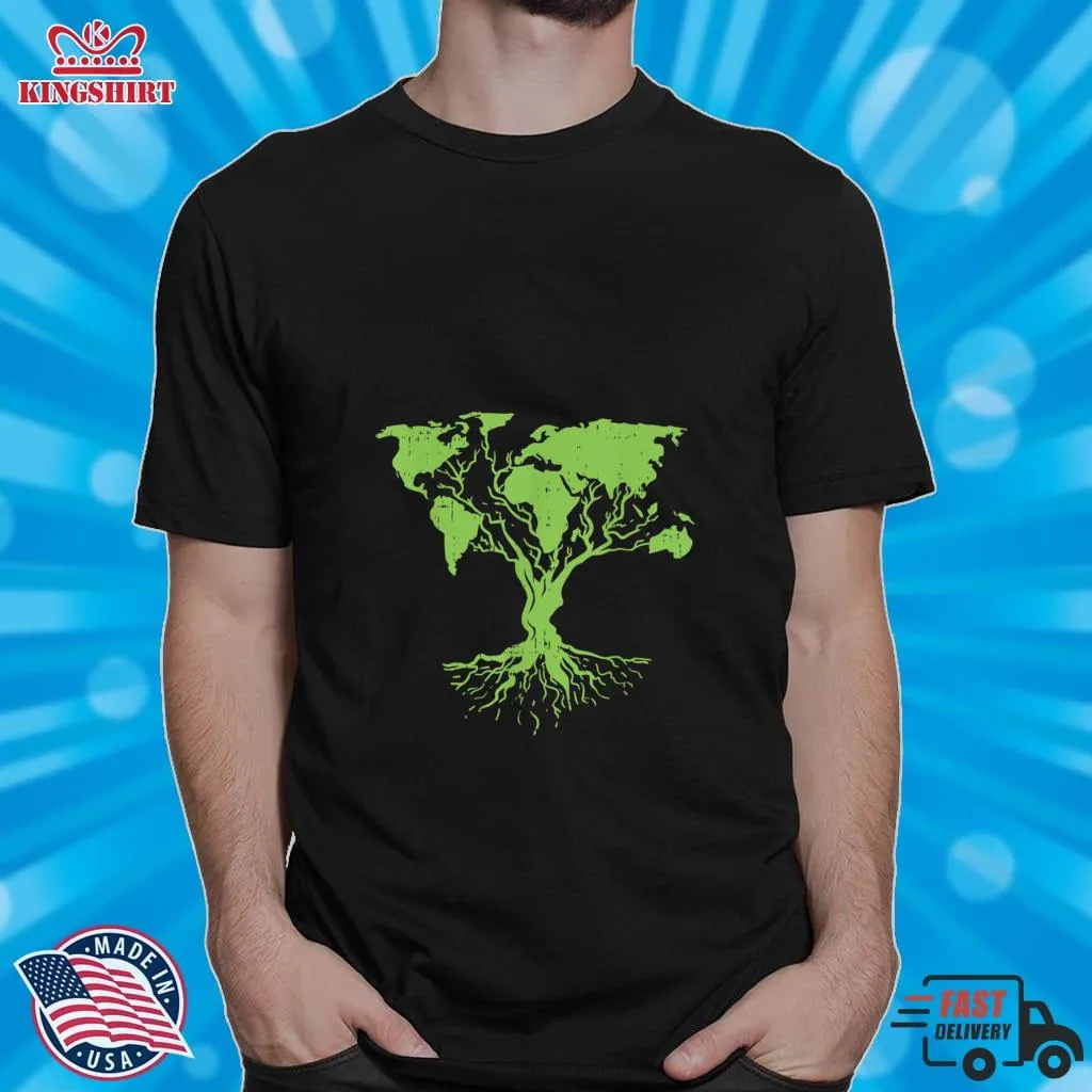 Earth Day Shirt Cute World Map Tree Pro Environment Plant T Shirt
