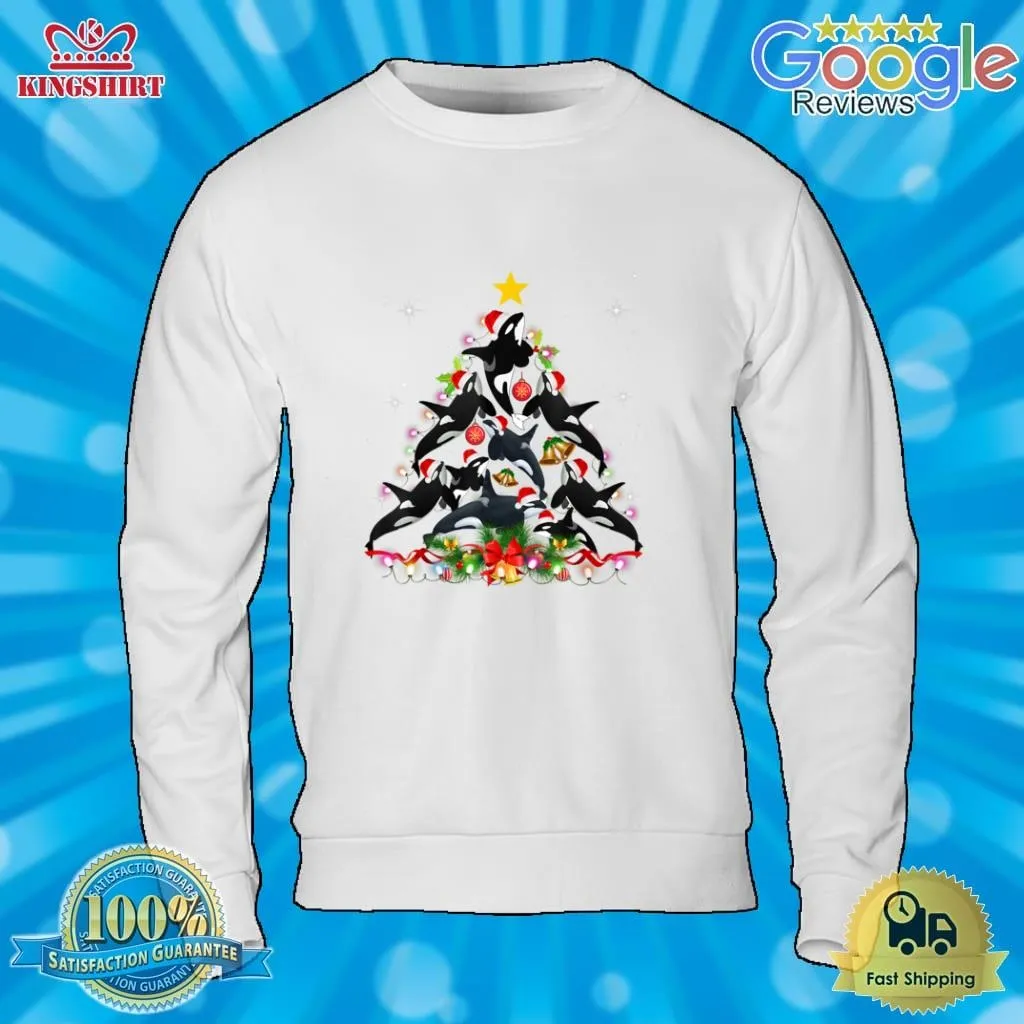Orca Killer Whale And Christmas Tree Orca Whales Christmas T Shirt Size up S to 4XL Grandmother