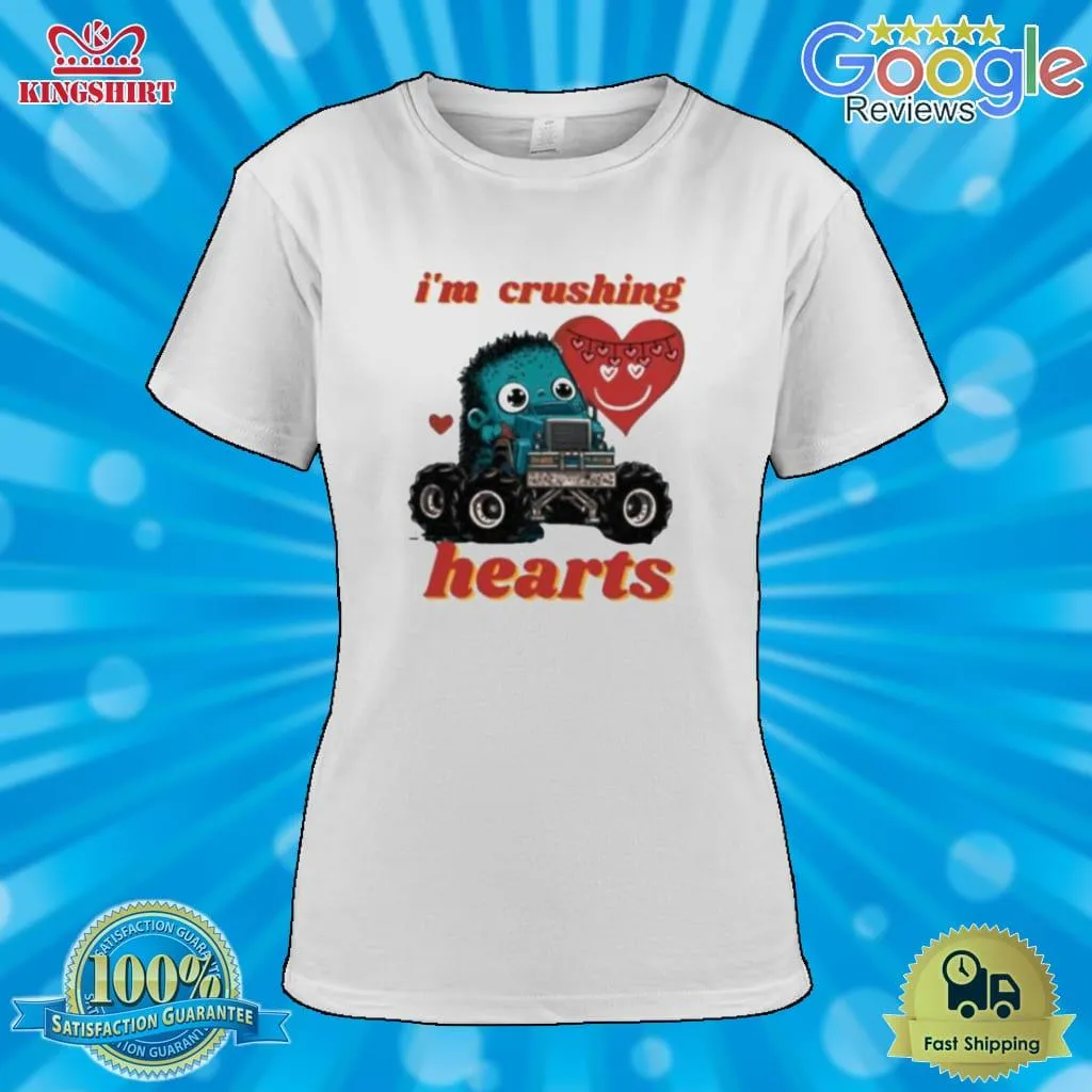 IM Crushing Hearts Monster Truck Valentines Day Shirt Size up S to 4XL