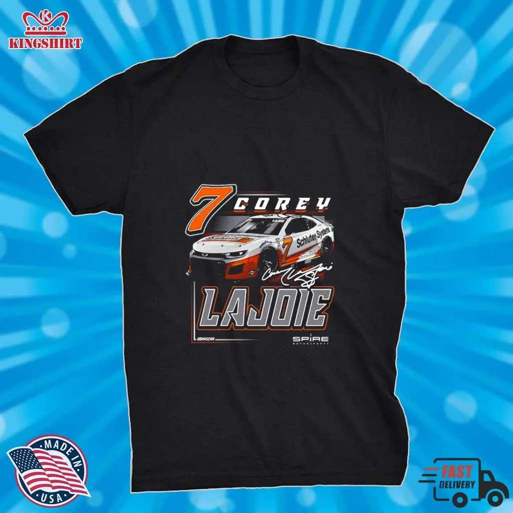 Corey Lajoie Checkered Flag Schluter Systems Car Signature Shirt