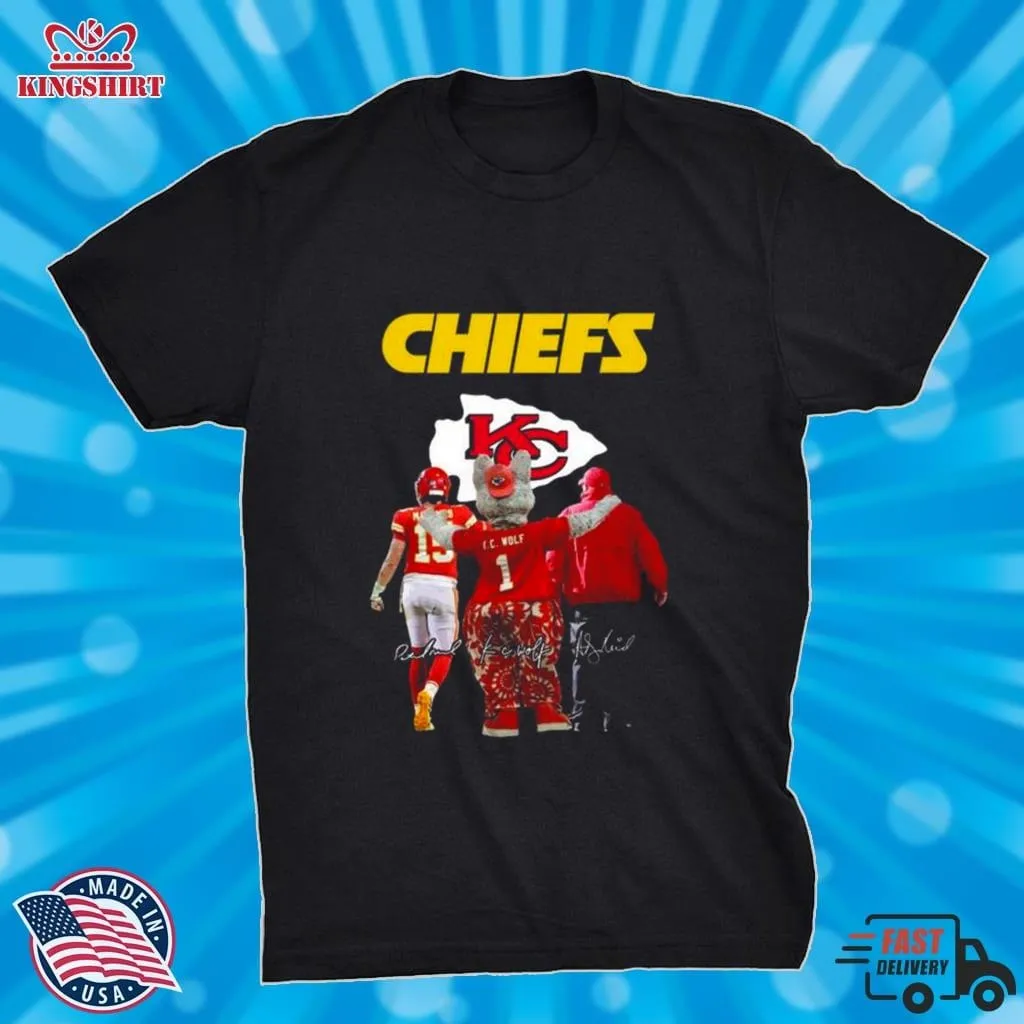 Kansas City Chiefs Mascot Football Signatures 2023 Shirt Size up S to 5XL