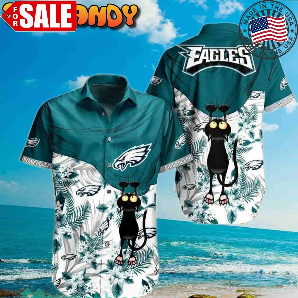 Philadelphia Eagles Nfl Fans Cat Graphic Hawaiian Shirt And Short