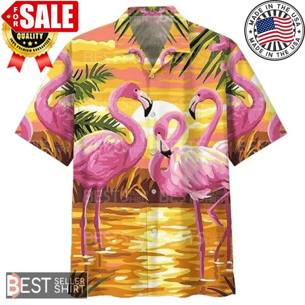 Pink Flamingo Sunset Flamingo Hawaiian Shirt Vintage