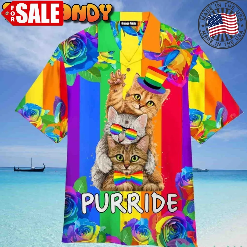 Purride Funny Cat Lovers Lgbt Pride Awareness Hawaiian Shirt