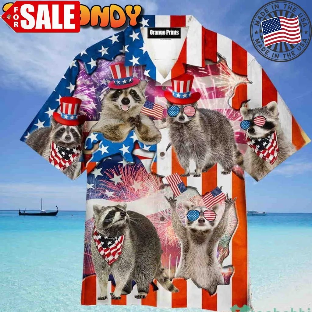 Raccoon Love America 4Th Of July Aloha Hawaiian Shirt