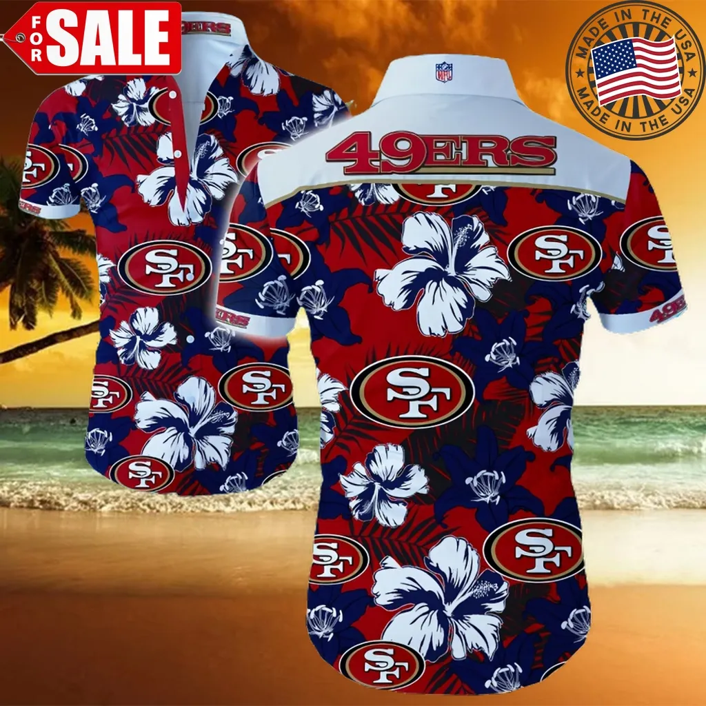 San Francisco 49Ers Logo Dark Shirt Hawaiian Summer Beach Shirt Full Print