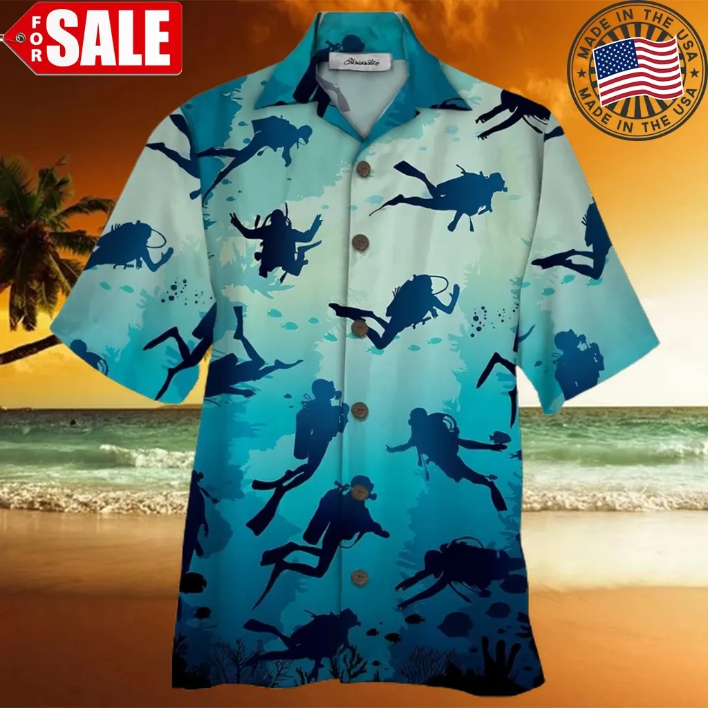 Scuba Diving Blue High Quality Unisex Hawaiian Shirt