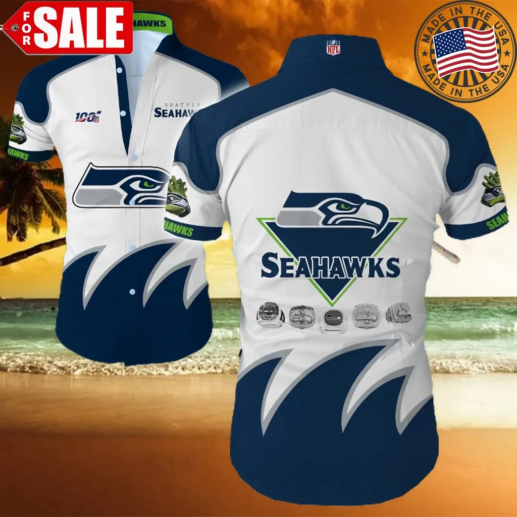 Seattle Seahawks Big Logo Hawaiian Summer Beach Shirt Full Print