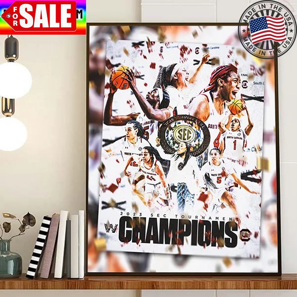 South Carolina Gamecocks Womens Basketball 2023 Sec Tournament Champions Home Decor Poster Canvas