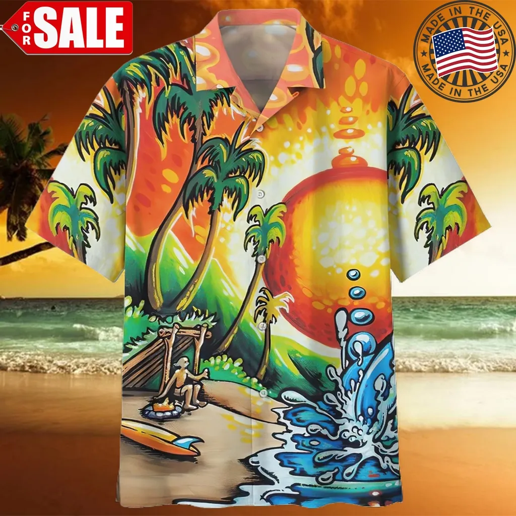 Surfing Orange Unique Design Unisex Hawaiian Shirt
