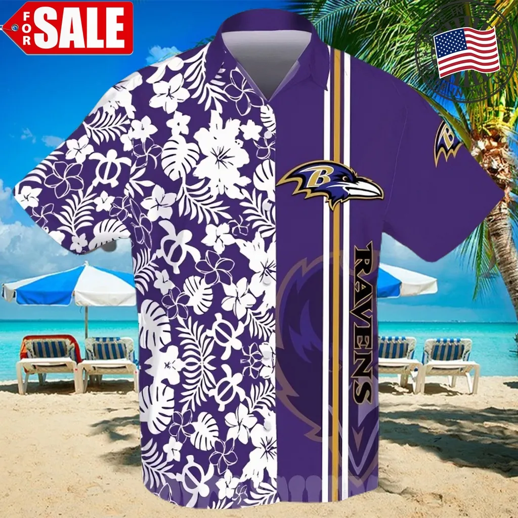The Best Selling  Baltimore Ravens Football Team All Over Print Hawaiian Shirt   Purple
