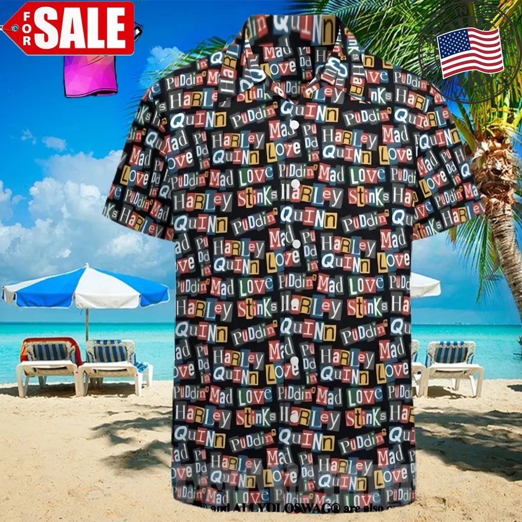 The Best Selling  Batman Harley Quinn Ransom Note Style Pattern All Over Print Hawaiian Shirt