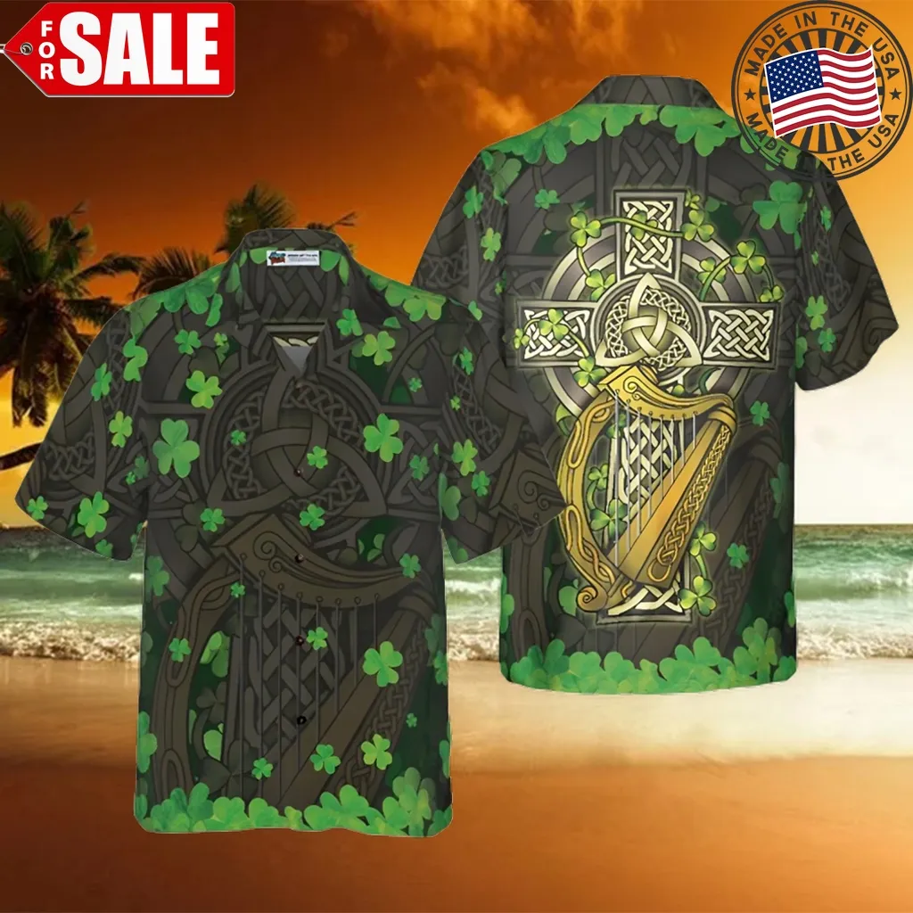 The Celtic Cross Harp Irish Proud Hawaiian Shirt