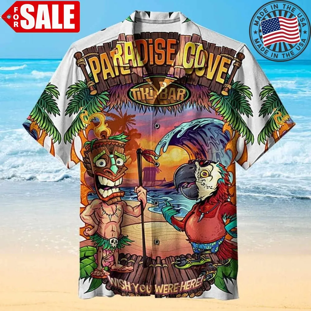 Tiki And Parrot Funny Vintage Hawaiian Shirt