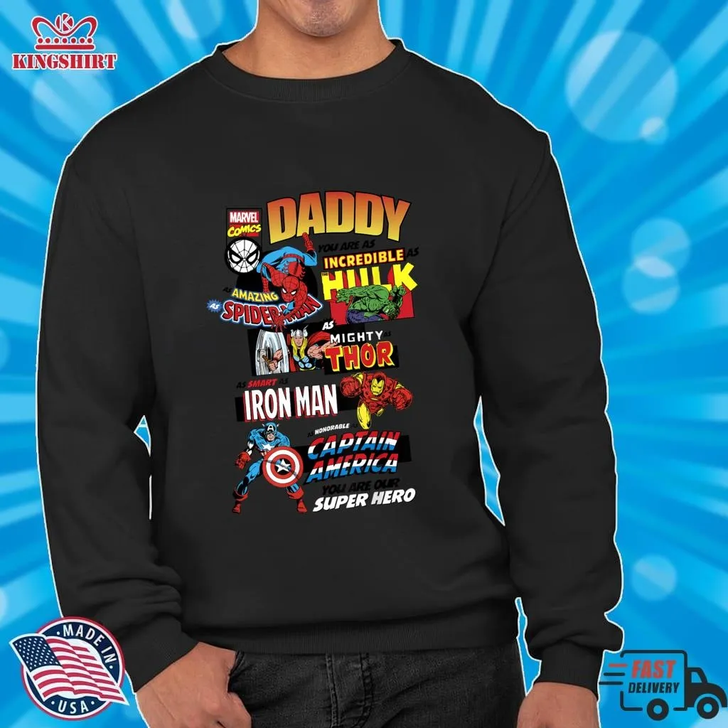Marvel Avengers FatherS Day Retro Comic Graphic T Shirt Unisex Tshirt Dad