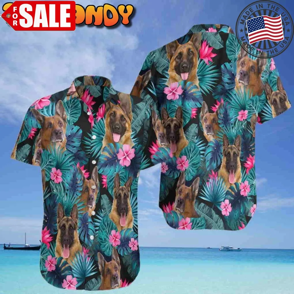 Tropical German Shepherd Hawaiian Shirt