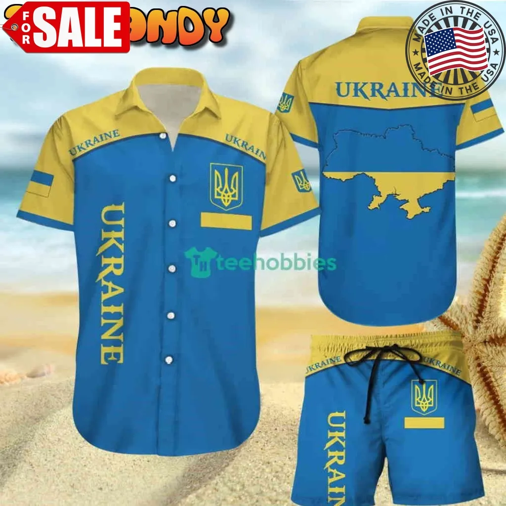 Ukraine Button Shirt 3D Full Printing Hawaiian Shirt And Short