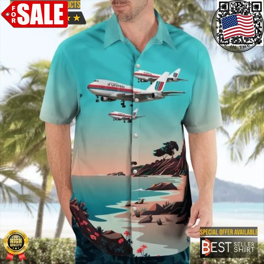 United Airlines Boeing 747Sp 21 Aircraft Hawaiian Shirt For Men