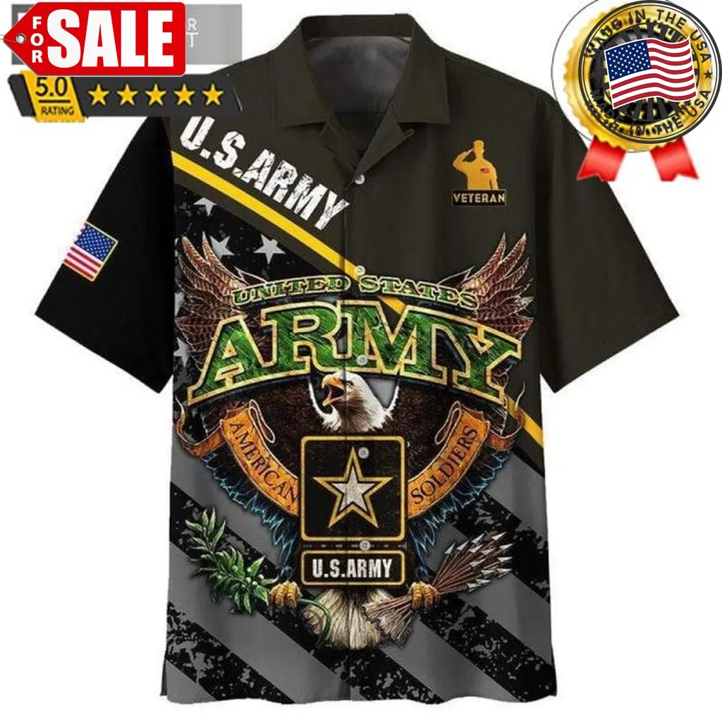 Us Army Logo Bald Eagle Hawaiian Shirt Veteran Gifts Military Retirement Gifts