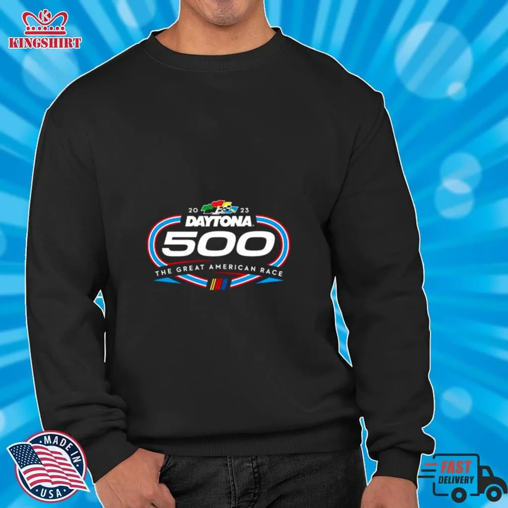 Checkered Flag Black 2023 Daytona 500 Logo T Shirt