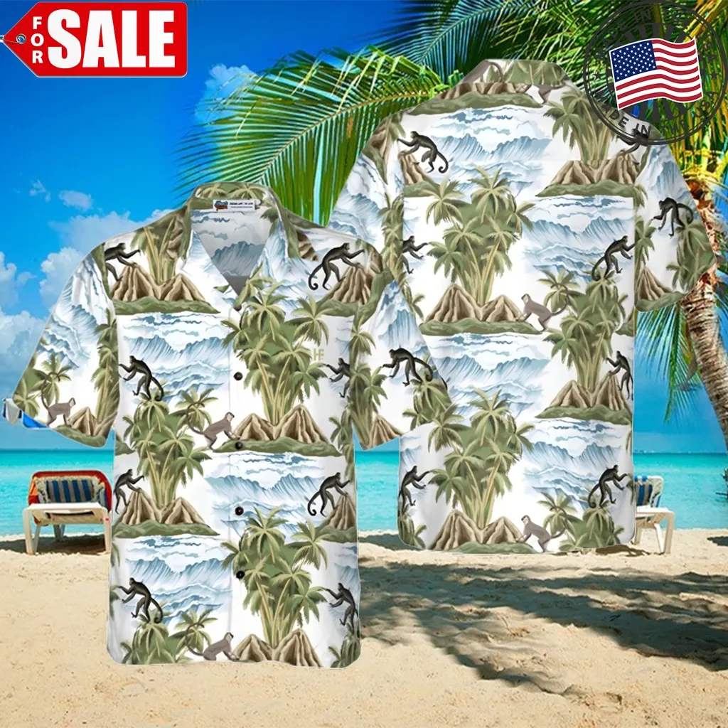 Vintage Island Palm Tree Monkey Hawaiian Shirt