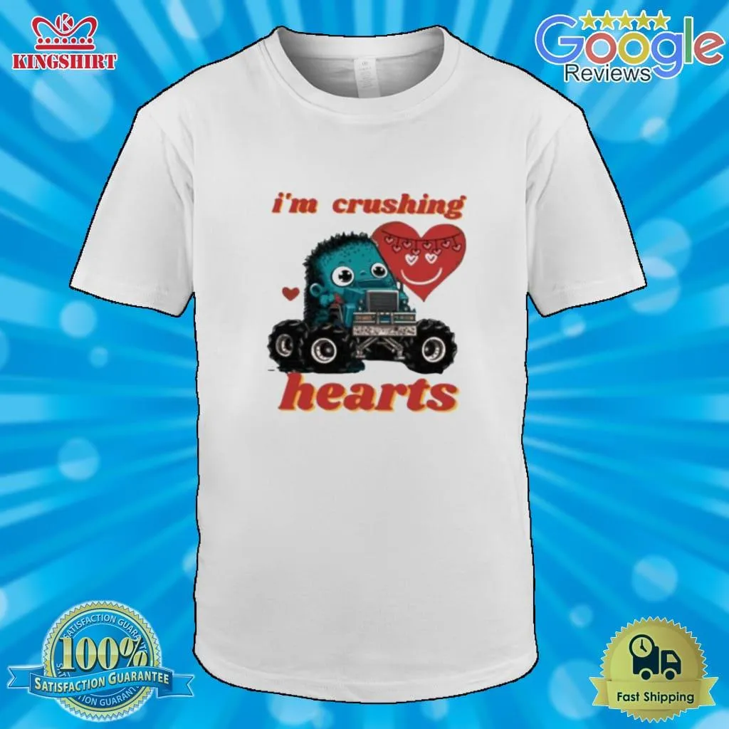 IM Crushing Hearts Monster Truck Valentines Day Shirt Size up S to 4XL