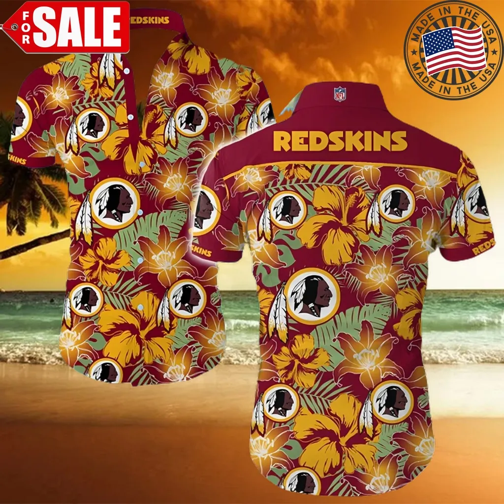 Washington Redskins Flower Red Shirt Hawaiian Summer Beach Shirt Full Print