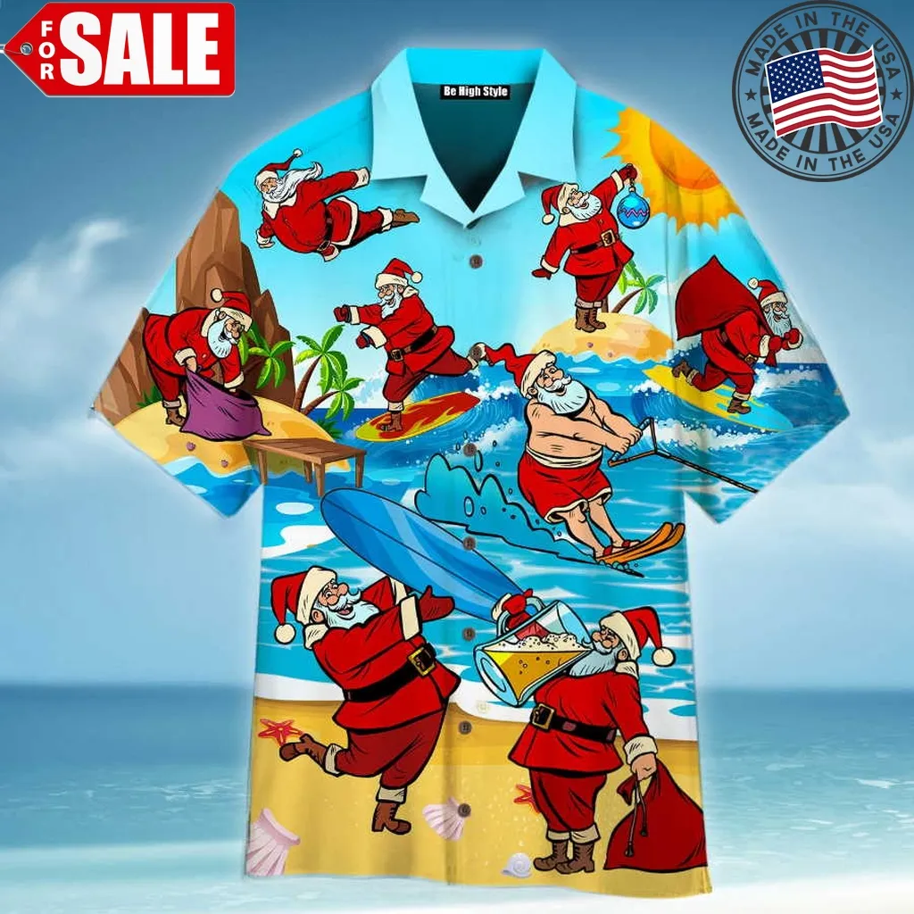 Xmas Is Coming Santa Surfing On Christmas Beach Hawaiian Shirt