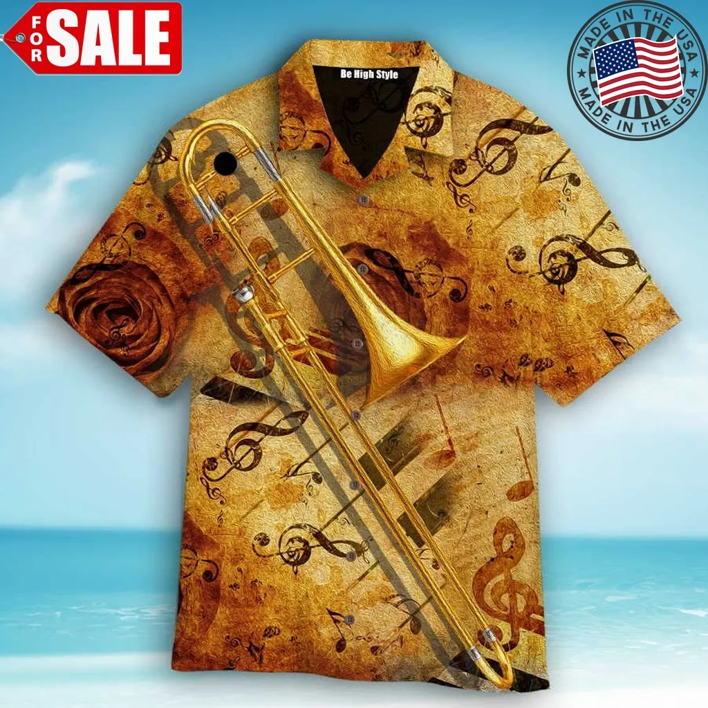 Yellow Trombone Music Hawaiian Shirt