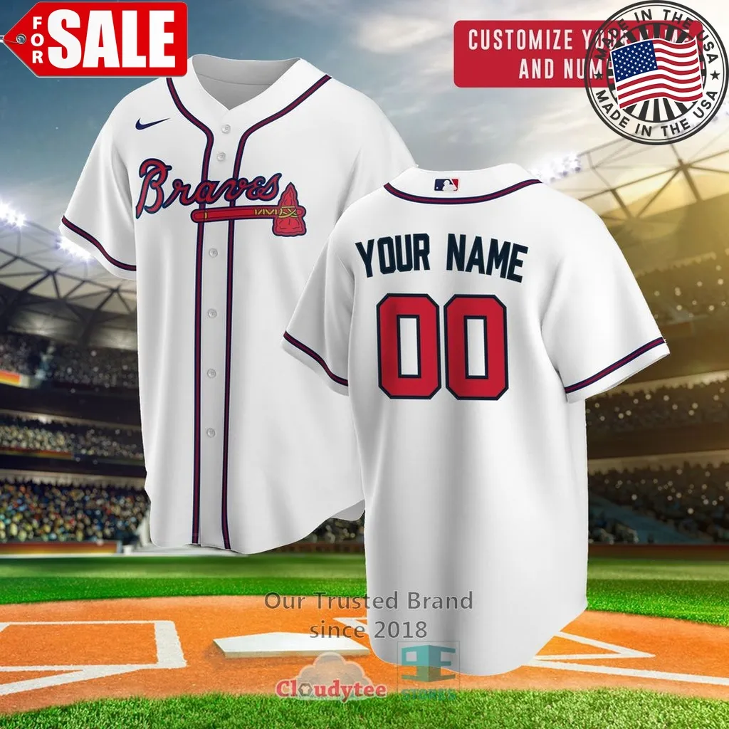 Atlanta Braves White Personalized Baseball Jersey Size up S to 4XL